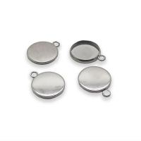 Stainless Steel Pendant Setting, 304 Stainless Steel, Flat Round original color 