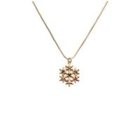 Christmas Jewelry Necklace, Brass, Snowflake, gold color plated, Unisex & micro pave cubic zirconia, mixed colors .75 Inch 