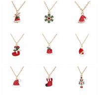 Christmas Jewelry Necklace, Zinc Alloy, gold color plated & micro pave cubic zirconia & for woman & enamel .75 Inch 