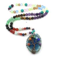 Gemstone Sweater Necklace, with Agate & Zinc Alloy & Unisex Approx 30.71 Inch 