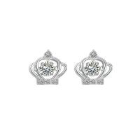 Cubic Zirconia Micro Pave Sterling Silver Earring, 925 Sterling Silver, Crown, plated, micro pave cubic zirconia & for woman 