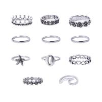 Zinc Alloy Ring Set, plated, 11 pieces & for woman 16mm,17mm,18mm 