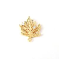 Cubic Zirconia Micro Pave Brass Pendant, Leaf, real gold plated, Unisex & micro pave cubic zirconia, 15mm, Approx 