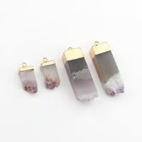Amethyst Pendant February Birthstone , with Brass, irregular, gold color plated, Unisex 