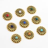 Zinc Alloy Button Findings, with Resin, Daisy, antique gold color plated, DIY 19mm, Approx 