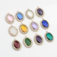 Crystal Zinc Alloy Pendants, with Crystal, Oval, gold color plated, Unisex & faceted & with rhinestone Approx 