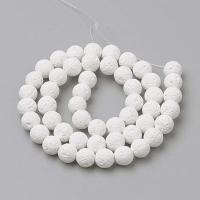 Natural Lava Beads, Round, DIY white Approx 38 cm 