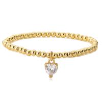 Cubic Zirconia Micro Pave Brass Bracelet, with Plastic Pearl, 18K gold plated & micro pave cubic zirconia & for woman 240mm 