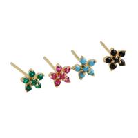Cubic Zirconia Micro Pave Sterling Silver Earring, 925 Sterling Silver, with turquoise, Flower, plated, micro pave cubic zirconia & for woman 