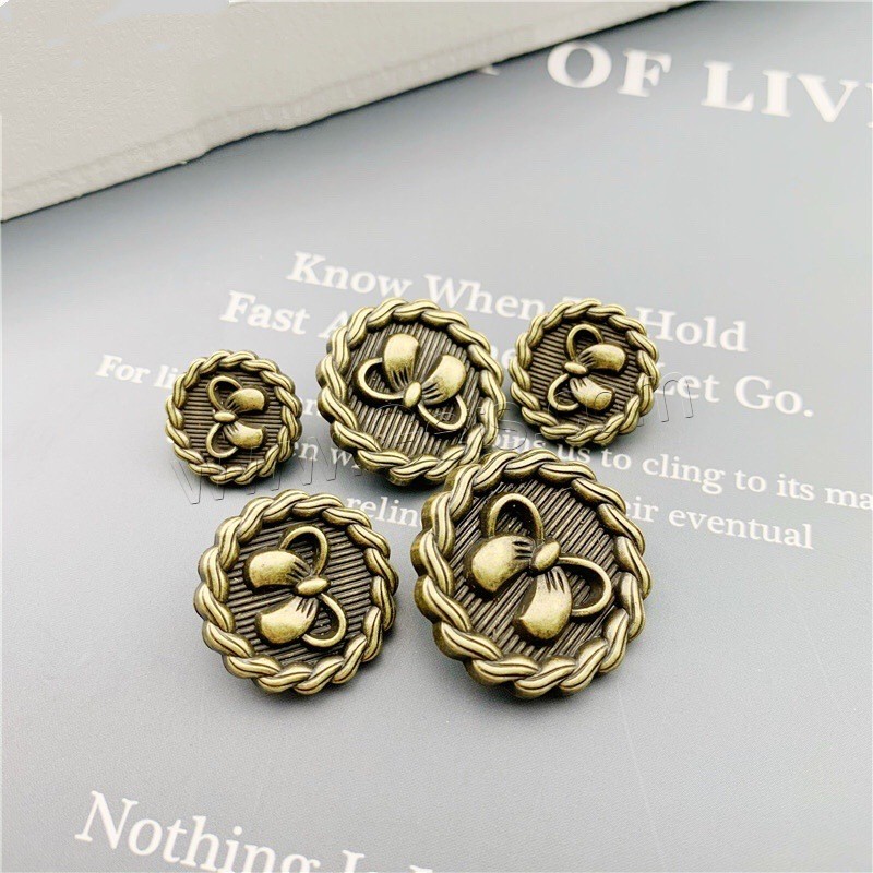 Zinc Alloy Shank Button, Round, plated, bowknot design & DIY & different size for choice, more colors for choice, Sold By PC