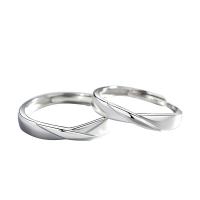 Couple Finger Rings, 925 Sterling Silver, polished, adjustable & for couple, silver color 