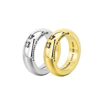 Couple Finger Rings, Titanium Steel, Vacuum Ion Plating, Unisex & with letter pattern & for man & enamel 