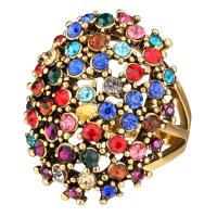 Rhinestone Zinc Alloy Finger Ring, plated, fashion jewelry & for woman & with rhinestone 27.8mm 