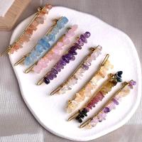Hair Clip, Zinc Alloy, with Natural Stone, handmade & for woman, 80mm 