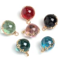 Brass Lampwork Pendants, with Brass, Round, gold color plated, DIY 13mm, Approx 