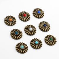 Zinc Alloy Button Findings, with Resin, Flower, antique brass color plated, DIY 19mm, Approx 