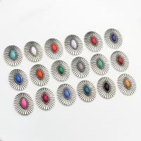 Zinc Alloy Button Findings, with Resin, Oval, antique silver color plated, DIY Approx 
