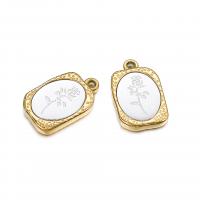 Stainless Steel Pendants, 304 Stainless Steel, Vacuum Ion Plating, DIY & with flower pattern, golden 