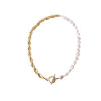 Plastic Pearl Necklace, Zinc Alloy, with Plastic Pearl, gold color plated, fashion jewelry & for woman, golden Approx 17.72 Inch 