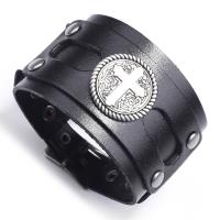 Kuhhaut Armband, mit Zinklegierung, Kreuz, Punk-Stil & für den Menschen, keine, 275x50mm, verkauft von PC
