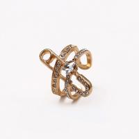 Rhinestone Zinc Alloy Finger Ring, gold color plated, fashion jewelry & for woman & with rhinestone 