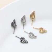 Brass Stick Pin, Wing Shape, plated, DIY & micro pave cubic zirconia 