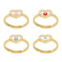 Evil Eye Jewelry Finger Ring, Brass, high quality gold color plated, Adjustable & micro pave cubic zirconia & for woman & enamel 8mm 