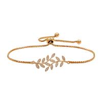 Cubic Zirconia Micro Pave Brass Bracelet, Leaf, plated, Adjustable & micro pave cubic zirconia & for woman Approx 9.84 Inch 
