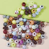 Acrylic Jewelry Beads, printing, DIY, mixed colors, 10-12mm 