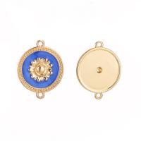 Enamel Brass Connector, 14K gold plated, DIY & micro pave cubic zirconia & 1/1 loop 