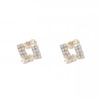 Cubic Zirconia Micro Pave Brass Earring, Square, gold color plated, fashion jewelry & micro pave cubic zirconia & for woman, golden 