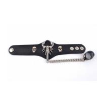 Leder Ringarmband, mit Zinklegierung, Skorpion, Punk-Stil & einstellbar & für den Menschen, schwarz, 200x28mm, 20mm, Größe:10, verkauft von PC