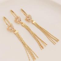 Brass Tassel Pendant, gold color plated, DIY & micro pave cubic zirconia, 63mm 