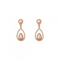 Plastic Pearl Zinc Alloy Earring, with Plastic Pearl, Teardrop, gold color plated, fashion jewelry & high quality plated & for woman, 34mm 