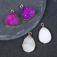 Ice Quartz Agate Pendants, with Brass, gold color plated, druzy style & Unisex 