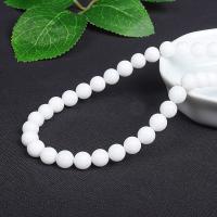 Weiße Porzellan Perlen, rund, DIY & verschiedene Größen vorhanden, weiß, Länge:ca. 38 cm, verkauft von Strang