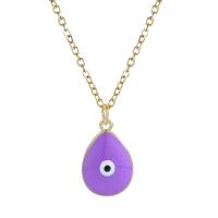 Evil Eye Jewelry Necklace, Brass, with 5cm extender chain, Teardrop, gold color plated, for woman & enamel Approx 45 cm 