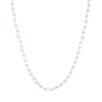Collier de perles en plastique, perle de plastique, avec 4cm chaînes de rallonge, ovale, bijoux de mode & réglable & pour femme, blanc Environ 39 cm, Vendu par PC
