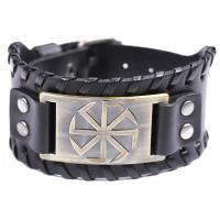 Leather Bracelet, with Zinc Alloy, plated, fashion jewelry & Unisex 