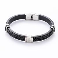 Titanium Steel Bracelet, with Silicone, polished, for man, black 