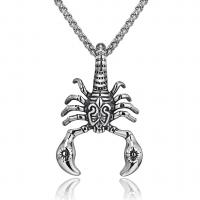 Titanium Steel Sweater Necklace, Scorpion, polished, for man & blacken, original color Approx 23.62 Inch 