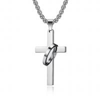 Titanium Steel Sweater Necklace, Cross, Vacuum Ion Plating, polished & for man Approx 23.62 Inch 