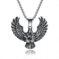 Titanium Steel Sweater Necklace, eagle, polished, for man & blacken, original color 