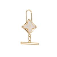 Brass Toggle Clasp, with Cubic Zirconia & White Shell, 14K gold plated, DIY 