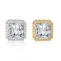Cubic Zircon Brass Earring,  Square, plated, for woman & with cubic zirconia 9.6mm 