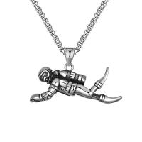 Titanstahl Halskette, Vakuum-Ionen-Beschichtung, Modeschmuck & für den Menschen, originale Farbe, 48.1x23.2mm, Länge:ca. 23.6 , verkauft von PC