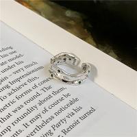 925 пробы Манжеты палец кольцо, покрытый платиной, Регулируемый & инкрустированное микро кубического циркония & Женский, оригинальный цвет, продается PC