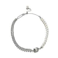 Collar de perlas de plástico, aleación de zinc, con Perlas plásticas, Joyería & para mujer & con diamantes de imitación, longitud:aproximado 11.5 Inch, Vendido por UD