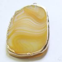 Agate Brass Pendants, with Brass, gold color plated, Unisex 