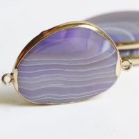 Lace Agate Connector, with Brass, irregular, gold color plated, DIY & 1/1 loop 